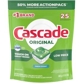 80675ct Cascade Actionpacs Dishwasher Detergent Pods Fresh Scent Pack Of 25