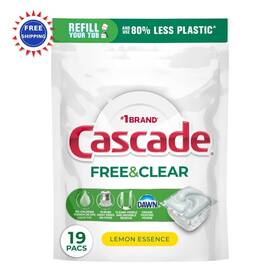 15219 Cascade P Free And Clear Dishwasher Pods 19 Count Detergent Soap Lemon Essence