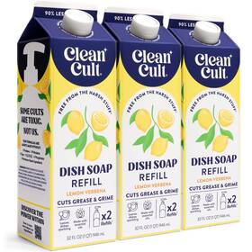 Lds-r32-3-lem-3pm Cleancult Dish Soap Liquid Refills - Plant Based Cleaning Power Cuts Grease Grime
