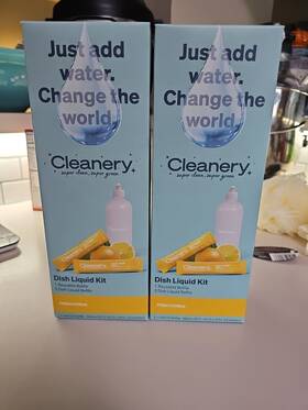 Cleanery 850052209780 Dish Liquid Starter Kit Fresh Citrus 2 Bottles/4 Refills