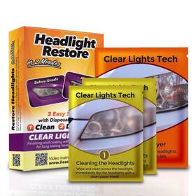 3-wipe Clear Lights Tech 691965999647 Headlight Restoration Kit - Cleaner System Restores Clarity