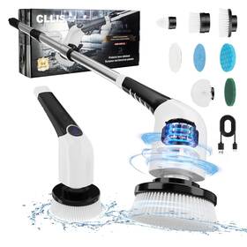 Cllis 715393399951 Electric Spin Scrubber Shower With Long Handle And 8 Replaceable Brush He