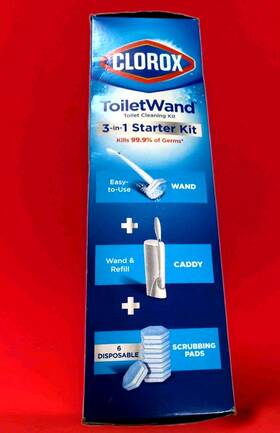 03191ct Clorox 3-in-1 Toilet Cleaning Starter Kit Wand Caddy 6 Scrub Pads