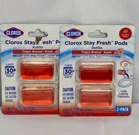 Clorox 047968590259 Lot Of 2 Stay Fresh Pods Toilet Seat Refills Red Tropic Breeze New Sealed