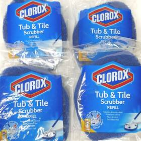 Ax-ay-abhi-78559 Clorox 4 Tub And Tile Scrubber Refill Pads Nonscratch Antimicrobial New