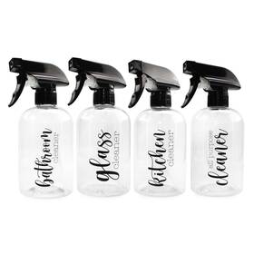 Cornucopia Brands 651174976419 Plastic Cleaning Spray Bottles With Labels Set Of 4 16oz Refill