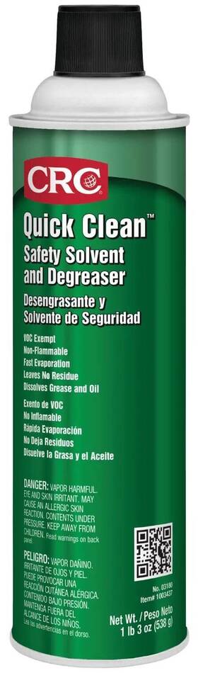 Crc 078254031804 Quick Clean Safety Solvent And Degreaser 03180 19 Wt Oz Clear Aerosol Cle