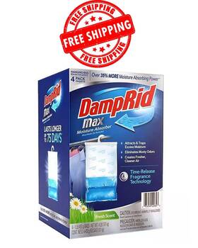 34f5g5g Damprid Max Moisture Absorber Fresh Scent Hanging Bag 4 Pk. Free Shipping