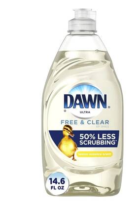 Dawn 030772093993 Liquid Dish Soap Free And Clear Lemon Essence Scent 14.6 Fl Oz