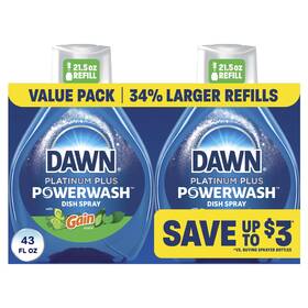 Dawn 030772127865 Powerwash Liquid Dish Soap 43 Fl Oz - 2 Refill Pack For Grease Cutting