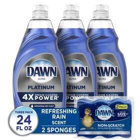 Dawn 037000490418 Dish Soap Refreshing Rain 24 Fl Ounce 3-pack Sponge Liquid