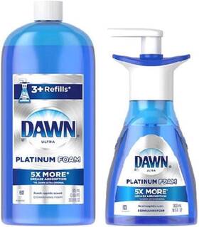 Dawn 037000605454 Platinum Erasing Dish Foam Dishwashing Soap Pump And Refill Fresh