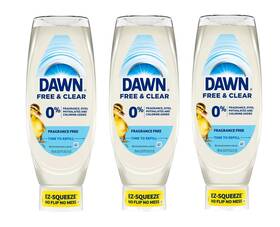 3077213067 Dawn Free And Clear Dish Soap Pack Of 3 Bottles Unscented Fragrance