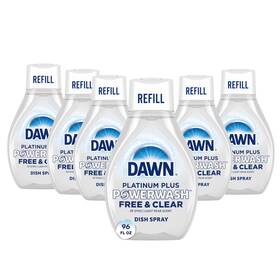 80361279 Dawn 6pk Free And Clear Powerwash Dish Spray Soap Pear Scent Refill 16 Oz