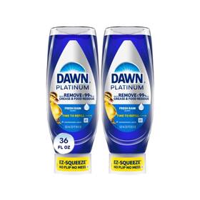 P-15414 Dawn Platinum Ez-squeeze Dish Soap Dishwashing Liquid Fresh Rain 2x18oz Bu