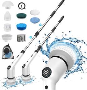 Dazzlait 766429824718 Electric Scrubber For Cleaning With 8 Brush Heads Spin Scru