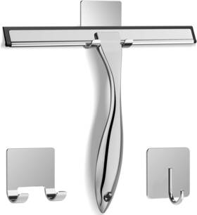 Docrok 445032631694 All-purpose Stainless Steel Shower Squeegee For Glass Door With 2 Adhesiv
