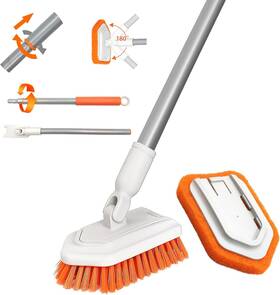 Dolanx 445025837898 Shower Scrubber For Cleaning With Long Handle - 2 In 1 Tub And Tile Scrub