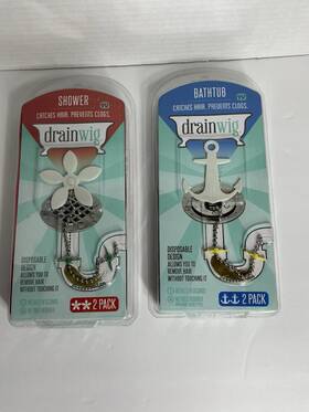 Drain Wig 714415322106 Catches Hair Prevents Clogs 2 Packs For Shower Tub