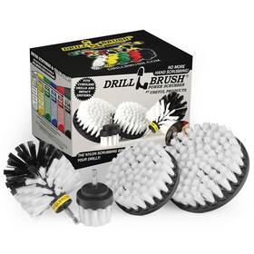 Drillbrush 859725006718 Automotive Soft White Drill Brush Set - Leather Cleaner Car Wash Kit