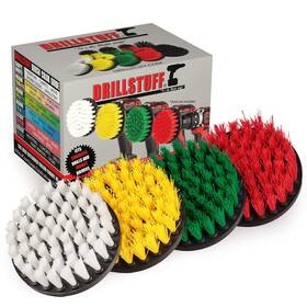 Drillstuff 780330012408 Drill Brush Attachment Power Scrubber Set - 4in 4 Piece Soft Medium An