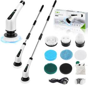 An011 Dsenfurn Electric Spin Scrubber Cordless Bathroom Tub With Long Handle And 7 As