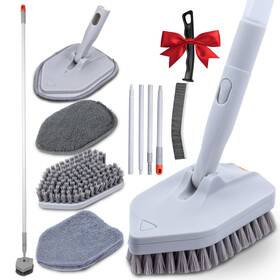 87005 Dsv Standard Tile Tub Scrubber Brush Shower With Long Handle 3-in-1 Cleaning 3 Detachable