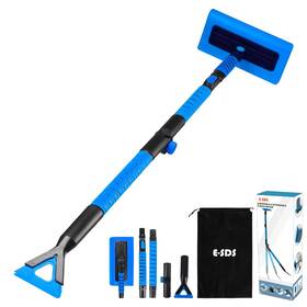 Ad-04935-blue E-sds 60 Inch Snow Broom Ice Scraper Bendable Remover For Cars With 12.2 Foam Head