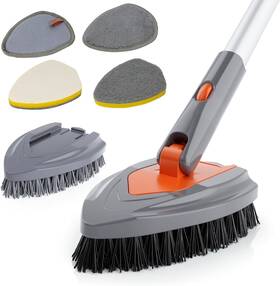 Eab01-2 Eazer 4-in-1 Long-handled Tub Scrubber-versatile Bathroom Cleaning Brush With Sh