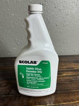 1555948 Ecolab Zephair Citrus Cucumber Rtu Odor Remover 32 Fl Oz Spray Bottle