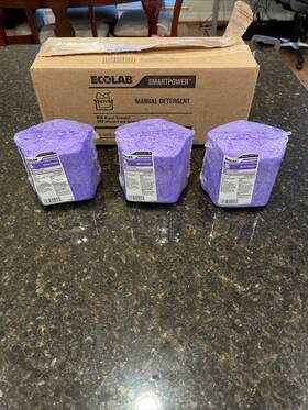 6101907 Ecolab 2lb X 3 Block Smart Power Manual Dish Pot Pan Detergent Exp2027