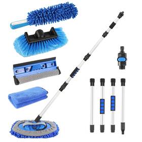 Gpct5024 Edge Collections New 5pcs Car Cleaning Brush Kit With 61in Detachable Handle And Microfiber Mop