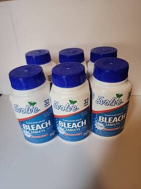 Evolve 844021070570 6 Bleach Tablets 32 Count Eco-friendly No Spill Easy Storage Activates Inwater