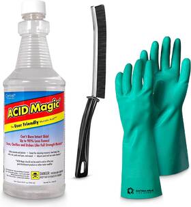 Extra Mile At Home 445008212230 Acid Magic 32oz Cleaner Bundle - Includes Durable Gloves And Grout Brush For Tile
