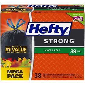 E87038 Extra Strong Lawn And Leaf Drawstring Bag Black 39-gal. 38-ct.