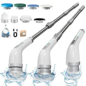 Fartvolus 653998382964 Electric Spin Scrubber Cordless Cleaning Brush With 8 Replaceable Head