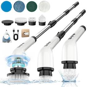 Fartvolus 653998527808 Electric Spin Scrubber Cordless Cleaning Brush With 8 Replaceable Head