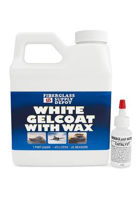 4333814917 Fiberglass Supply Depot White Gelcoat With Wax - Pint 15cc Hardener Mekp