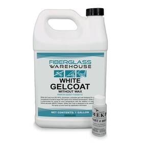 Fiberglass Warehouse 648728180910 Coat 1 Gallon White Gelcoat No Wax With 2 Oz Mekp Catalyst Easy Applicat
