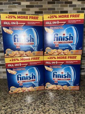 Finish 051700810062 Gelpacs - 4 Boxes 108 Total All In 1 Orange-dishwasher Soap