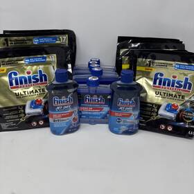 Finish 051700998258 Lot Of 17 Dishwasher Items Powerball Ultimate Tabs Cleaner And Rinse Aid