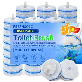 Refills-01 Freshsolo 50 Count Upgraded Toilet Wand Refills 2x Cleaning Power Bowl Cleaner
