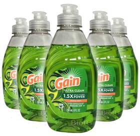 Gain Ultra Clean Dishwashing Liquid Soap 037000816430 Grease Cleaner Dish Washer Sale 8oz-5pk