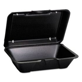 34782055 Genpak Hinged-lid No Vent Foam Carryout Containers Deep Black