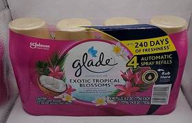 Glade 046500047992 Exotic Tropical Blossoms Automatic Scented Refill Cans 4-6.2 Oz Refills