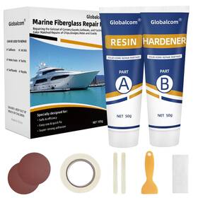 Gb017 Globalcom Fiberglass Boat Repair Kit White Gel Coat For Boats Marine Fiber