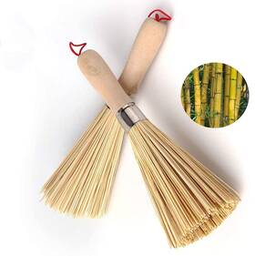 Gongxfdc 758358784324 2pack Traditional Natural Bamboo Wok Brushes Kitchen Cleaning Brush Kitch