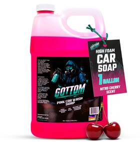 Gottom 684646299938 Car Wash Soap Pink 1 Gallon 128 Oz Nitro Cherry Scent - High Suds C