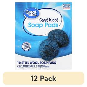 209554 Great Value 12 Pack Steel Wool Soap Pads 10 Count New Free Shipping