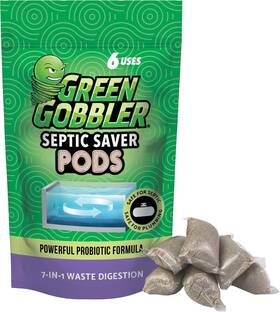 Green Gobbler 445053640668 Septic Tank Treatment Packets 6 Month Supply - Natural Bacteria T